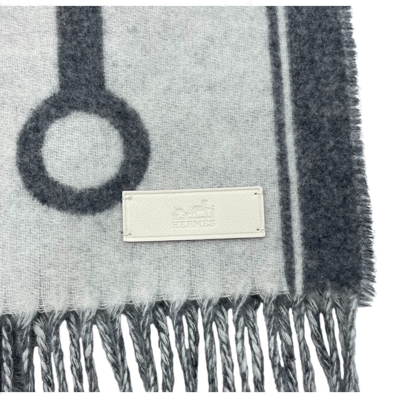エルメス マフラー モール 30×160 イヴォワール / フランネルグレー