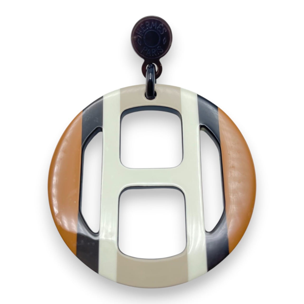 エルメス Hエキップ ピアス サーブル バッファローホーン - ブランド品