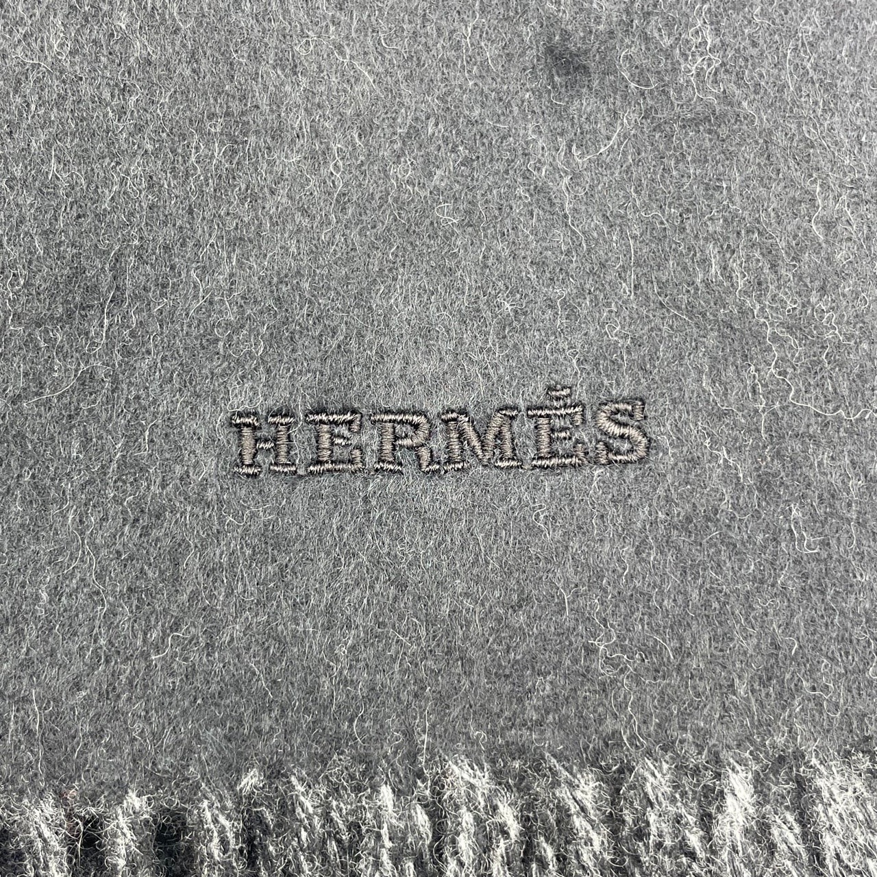 エルメス カシミヤマフラー レクトヴェルソ 40×160 黒/フランネル