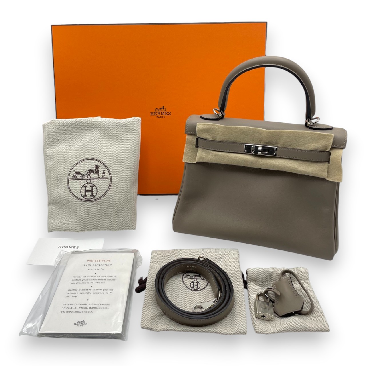 エルメス ケリー 25 グリアスファルト スイフト シルバー金具 D刻印