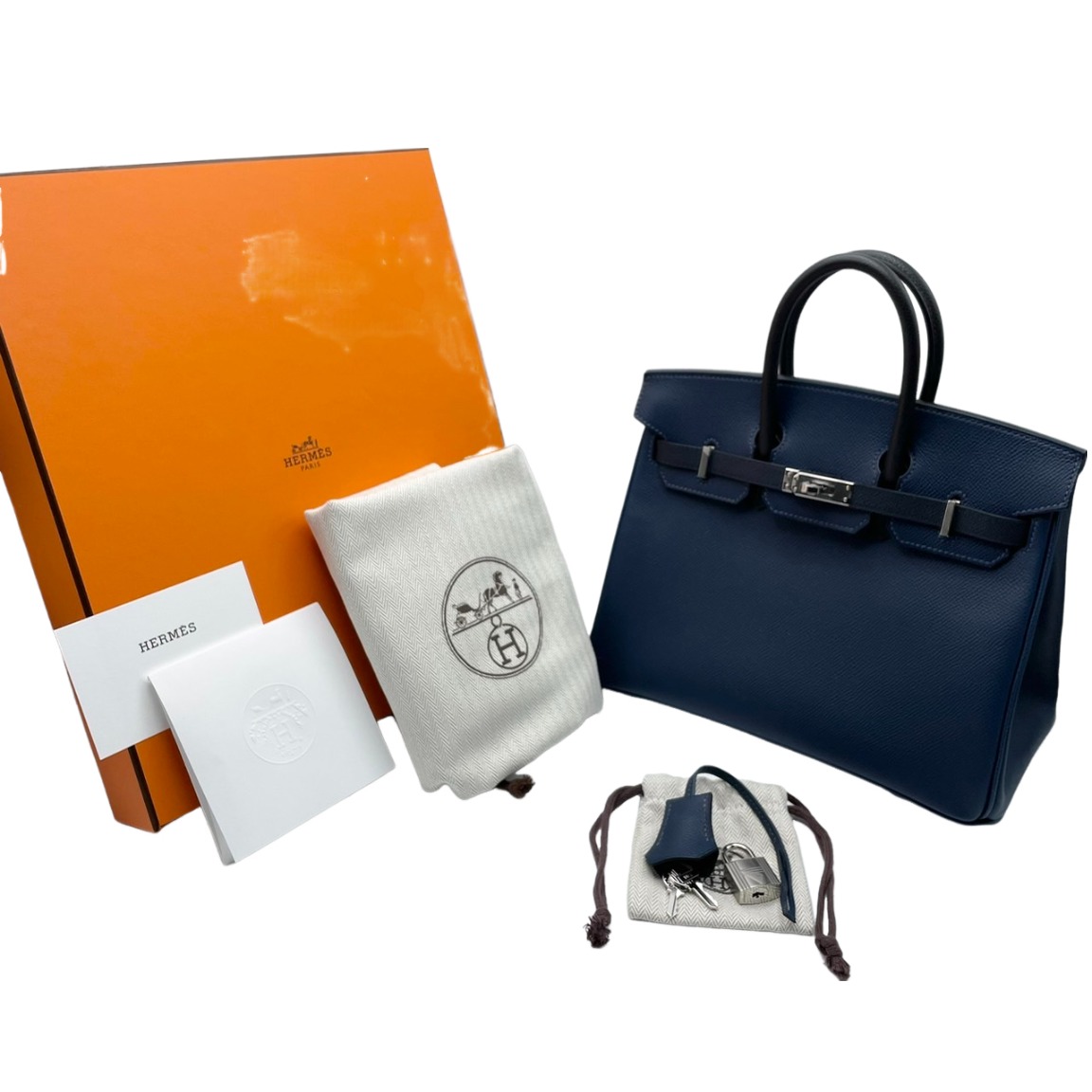 エルメス バーキン25 ブルーインディゴ/ブラック／ブルードプリュス