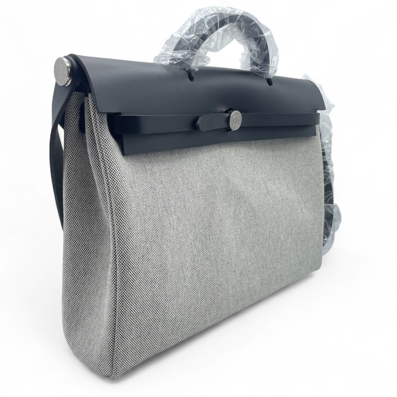 エルメス エールバッグ 39 ノワール トワルアッシュ シルバー金具 B