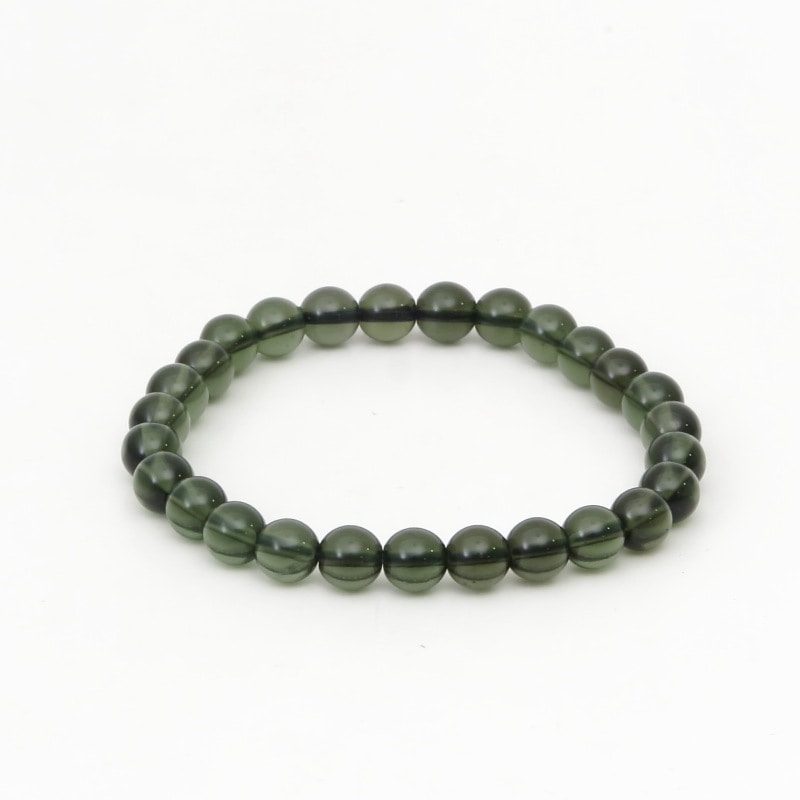 鑑別書付 モルダバイト丸玉ブレスレット 5mm ｜マライカ公式通販