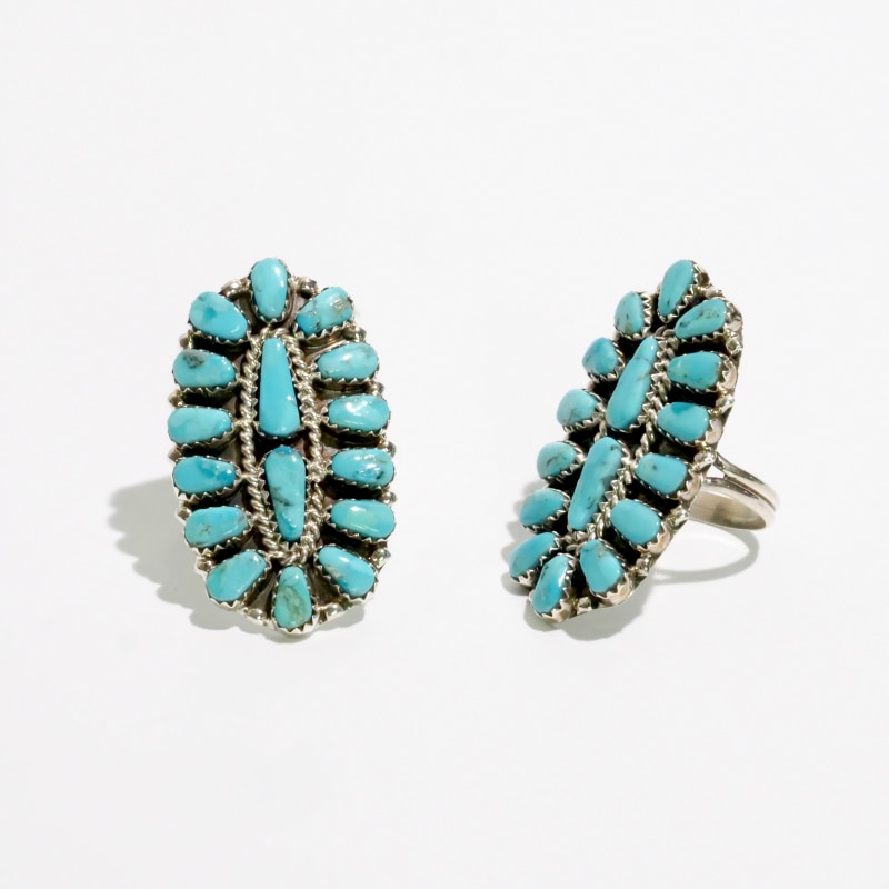 ◇size ナバホ族 Jason Benally ターコイズクラスターリング｜マライカ