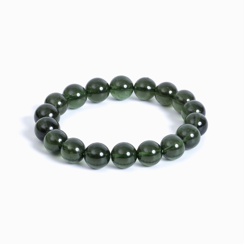 鑑別書付 モルダバイト丸玉ブレスレット 11mm｜マライカ公式通販
