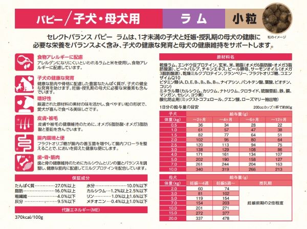 セレクトバランス パピー ラム 小粒 子犬・母犬用 | セレクトバランス
