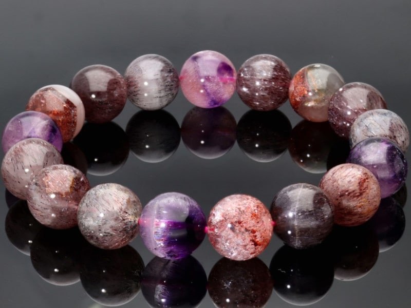 1点物】5Aグレード☆濃厚内包物☆天然石ブレスレット/スーパーセブン