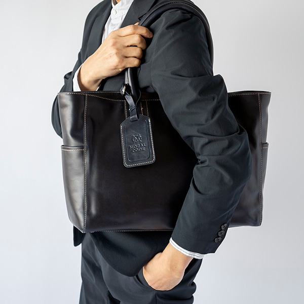 レザートートバッグメンズ 本革 鞄 ネイビー紺 ビジネス CROSBY-II