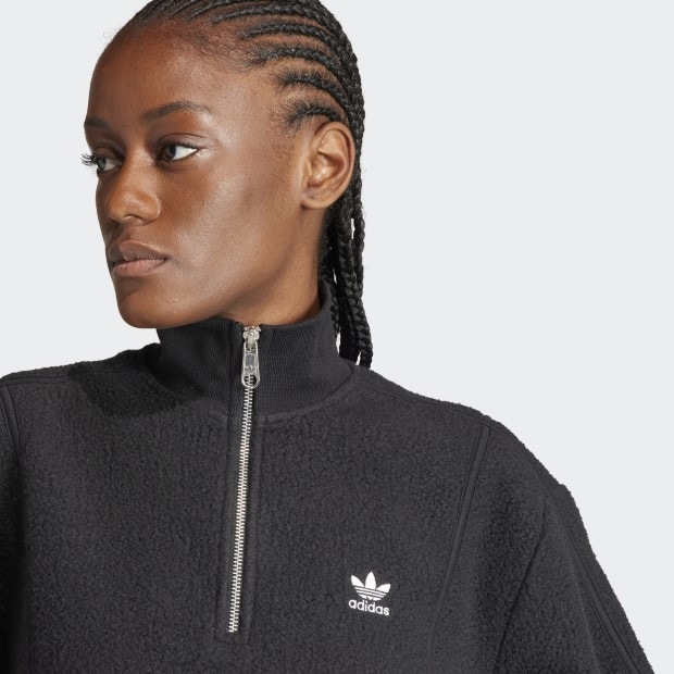 レディース エッセンシャルズ+ リバースハーフジップ ブラック