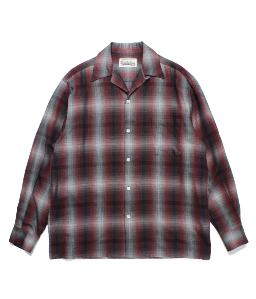 OMBRE CHECK OPEN COLLAR SHIRT (TYPE-3)【RED】｜WACKO MARIA