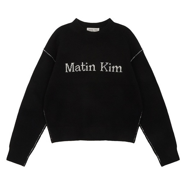 MATIN KIM ニット セーター COLOR LINE POINT LOGO KNIT PULLOVER