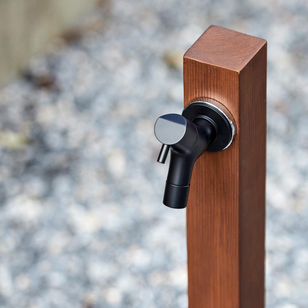 横水栓チェロ マットブラック｜おしゃれなガーデン蛇口 人気の黒色