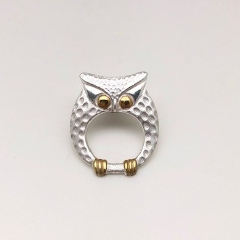 純銀製 眼鏡掛けホルダー（ふくろう）金差し | 銀製品,小物 | 森銀器