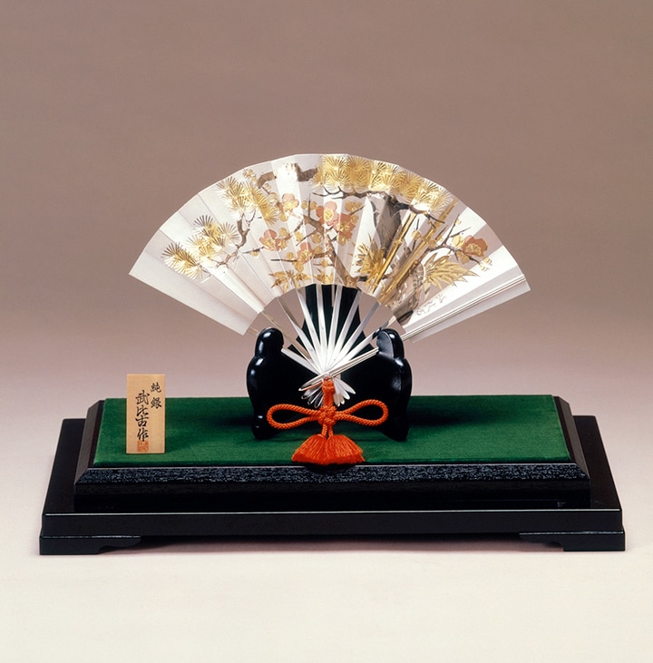 武比古 純銀 扇 松竹梅 4．5号 | 銀製品,純銀製置物,扇 | 森銀器