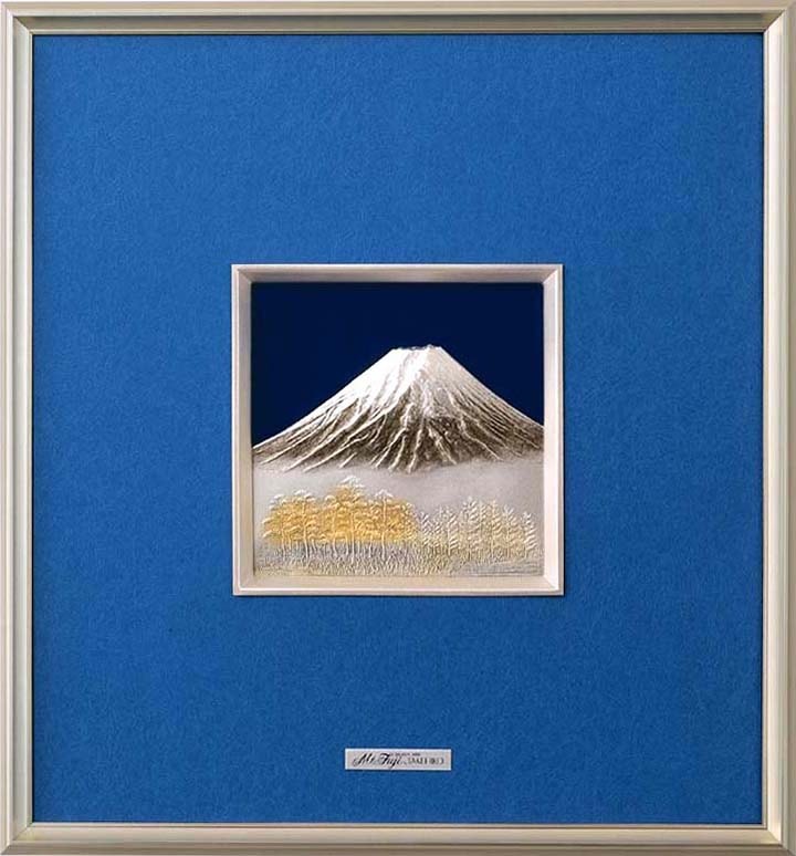 武比古 純銀 金属額 富士 5号 | 銀製品,純銀製レリーフ額,富士 金地