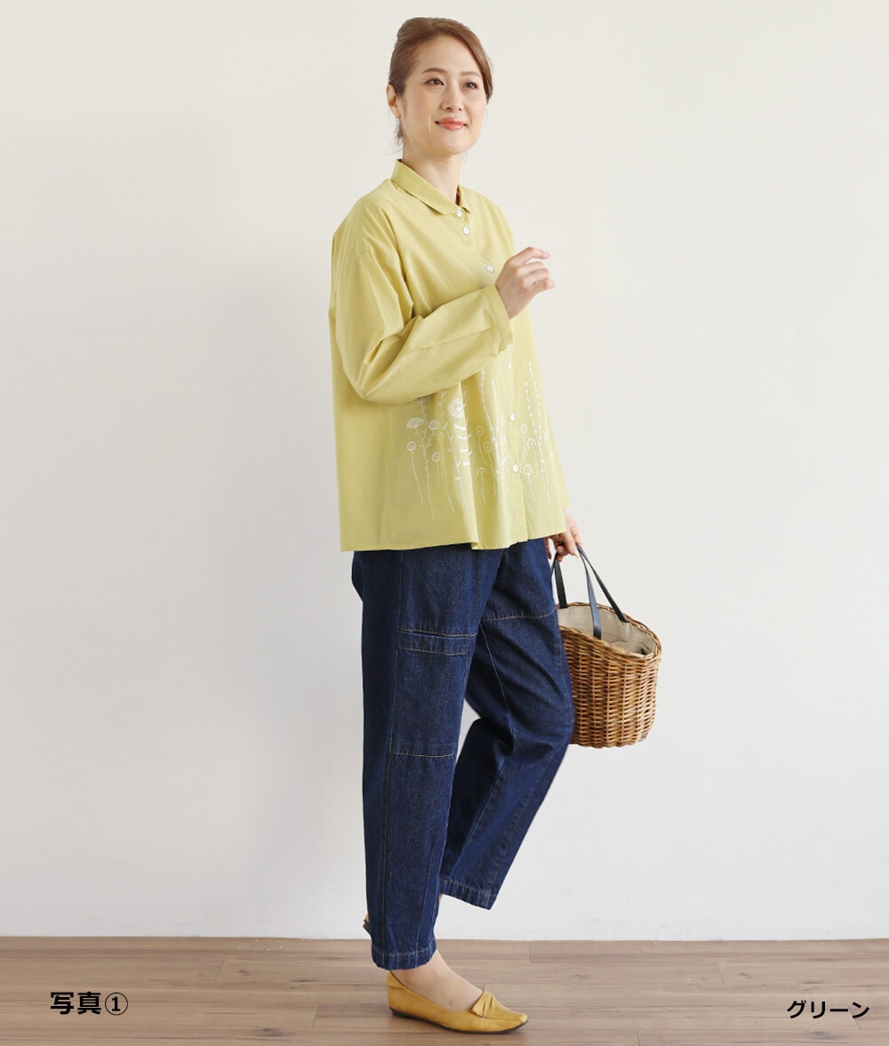 草花刺繍ブラウス前開きl 50代・60代からの婦人服 オルウェイズ公式
