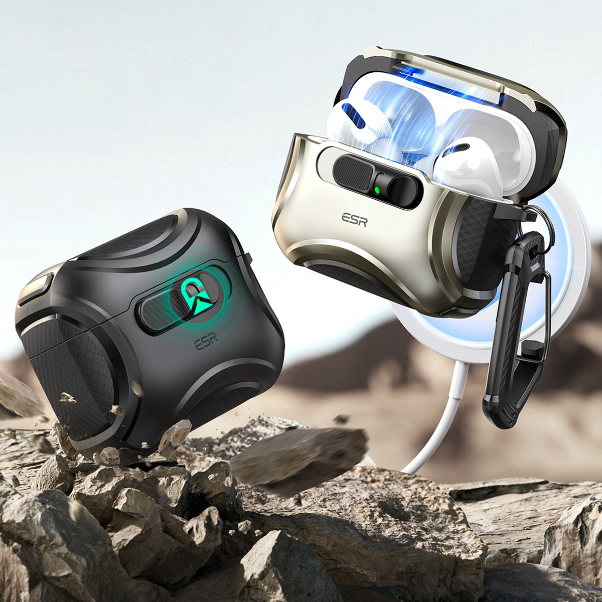 ESR AirPods Pro 3 ハードケース Cyber MagSafe対応フリックロック