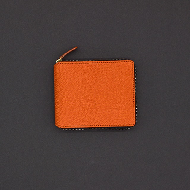 バスケ革の二つ折り財布 ラウンドファスナー レディース メンズ ※名
