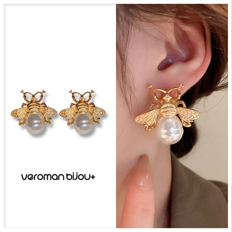 VeroMan BIJOU＋ ミツバチ ピアス 蜂モチーフ パールミックス