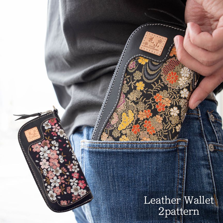 バイク [新柄登場/流水雪輪]花山ロングZIPウォレット[W-48K] 花山