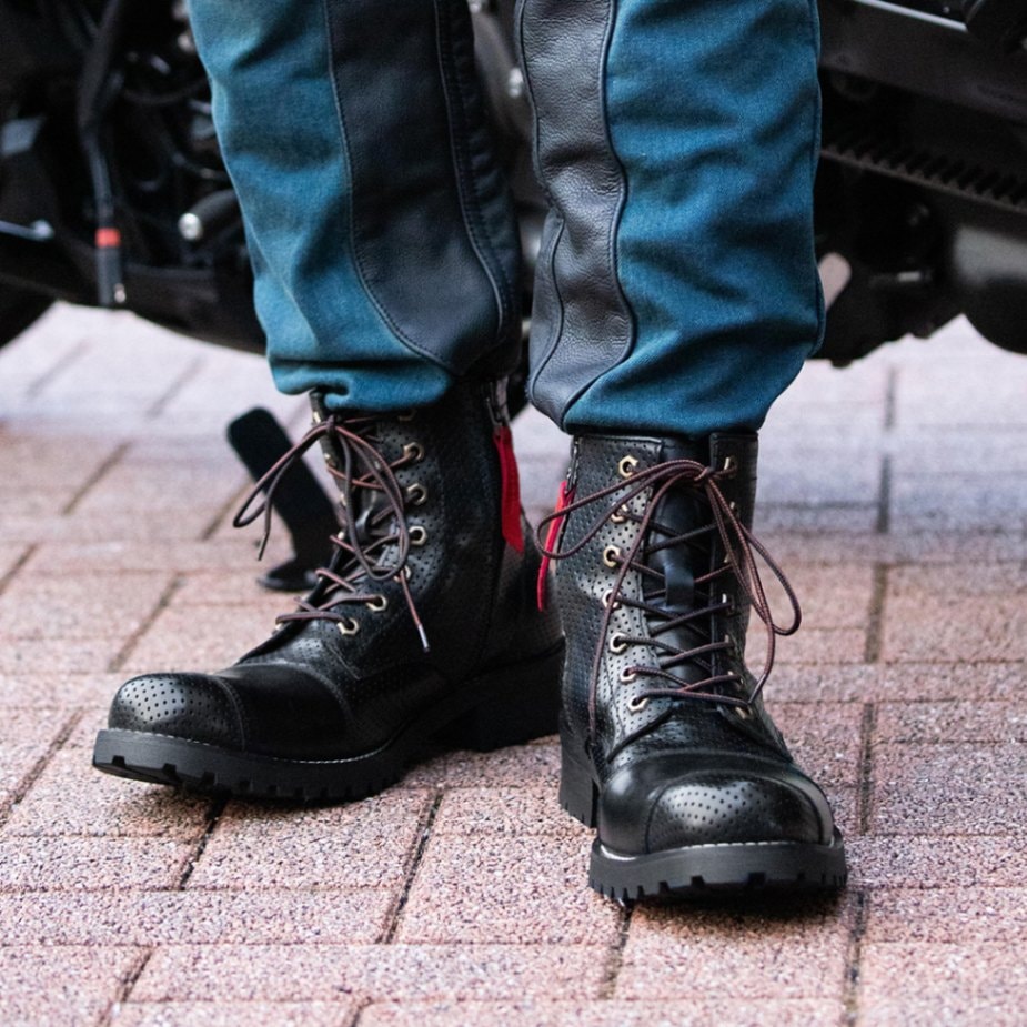 バイク シフトガード付メッシュレザーZIPブーツ[HS-B11MA] ブーツ