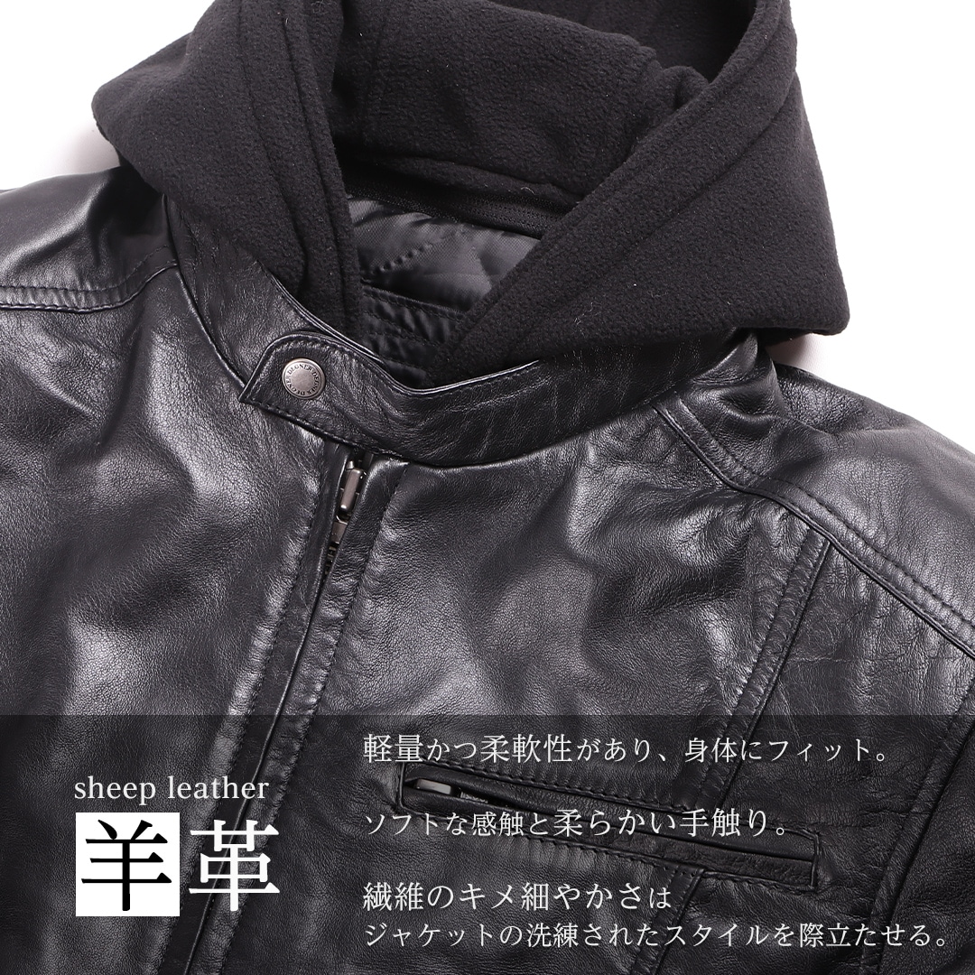 バイク レザーフーディージャケット[24WJ-5] ウェア,メンズ,ジャケット