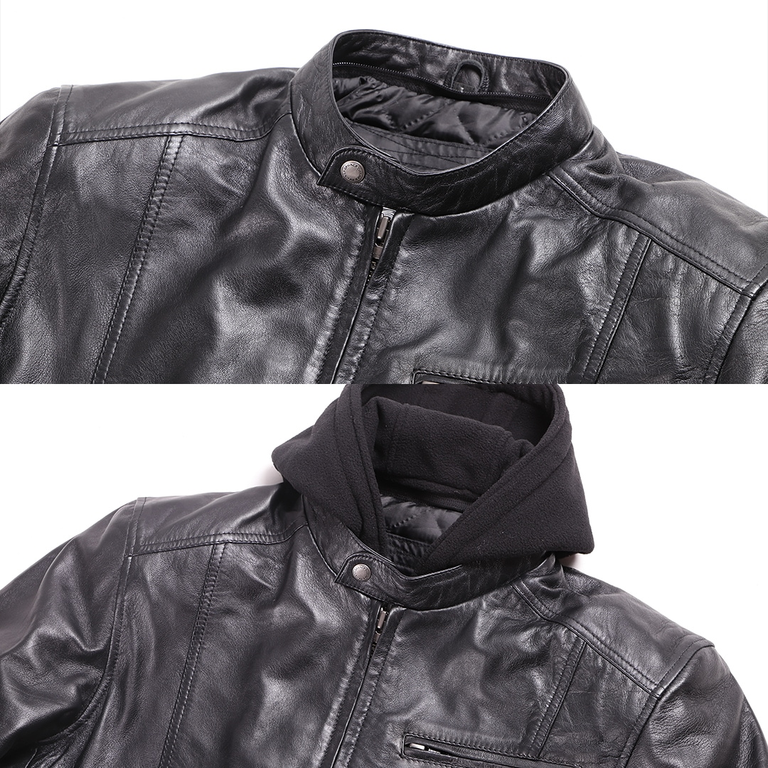 バイク レザーフーディージャケット[24WJ-5] ウェア,メンズ,ジャケット