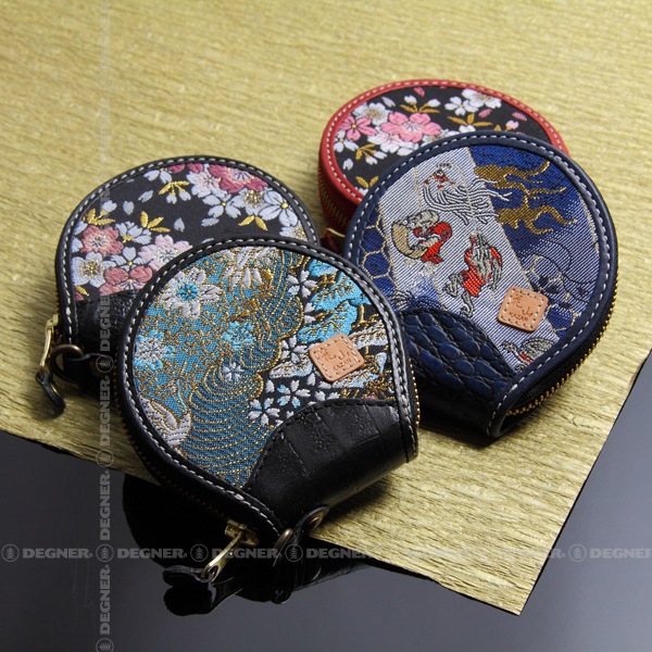 バイク 花山コインケース[W-70K-百鬼夜行-NV] レザーウォレット,コイン