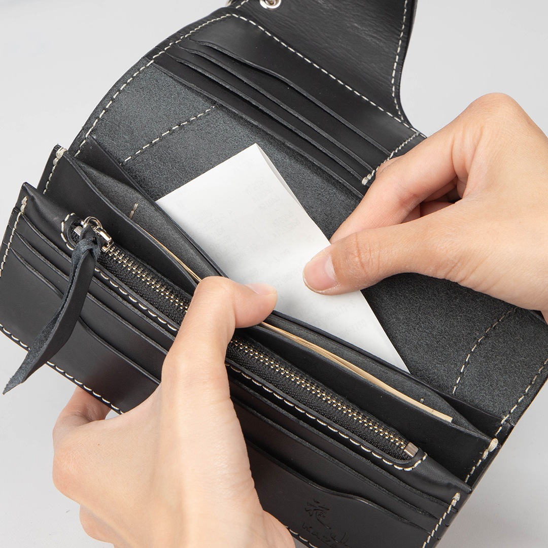 バイク 花山レザーウォレット[W-9AK-京桜-BK] 花山,ウォレット