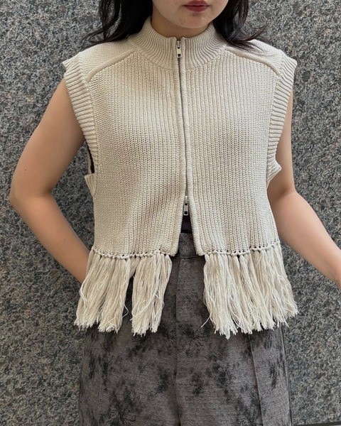 アンジェム / フリンジニットベスト | BRAND,&g'aime | アバン