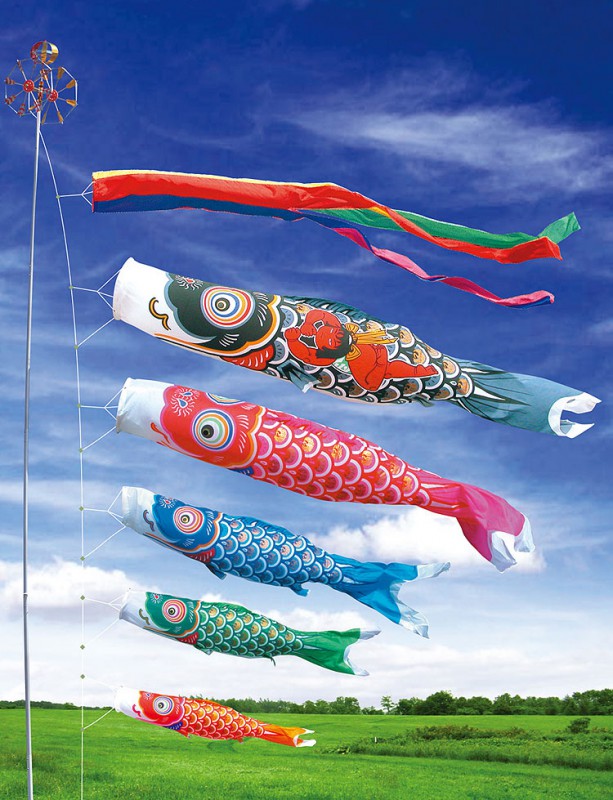 太郎鯉 鯉のぼり 4匹セット(黒6m.赤5m.青4m.五色6m) 太郎鯉 鯉のぼり