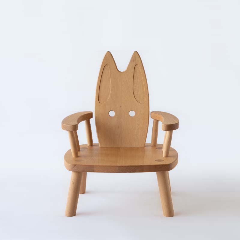 ひじ付ウサギイス 【無垢の木で作った、かわいいウサギのひじ付き