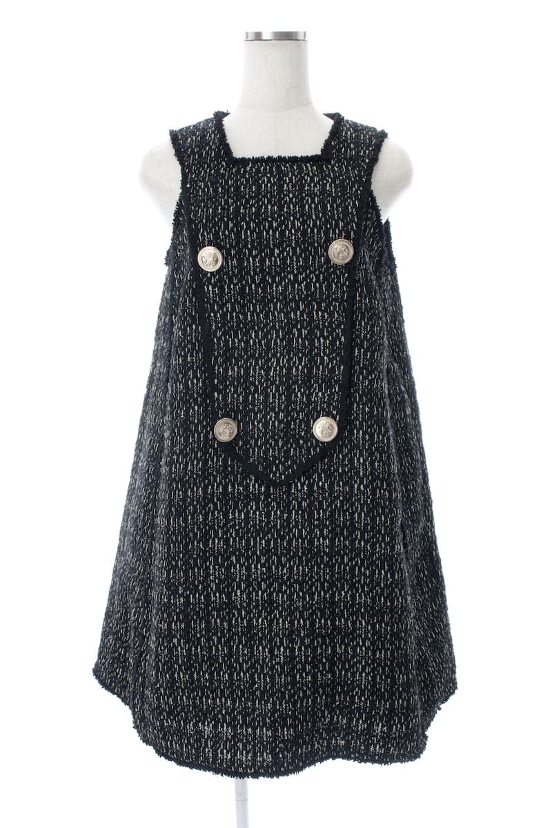 ツイードジャンパーワンピース/ブラック | DRESS | OBLI