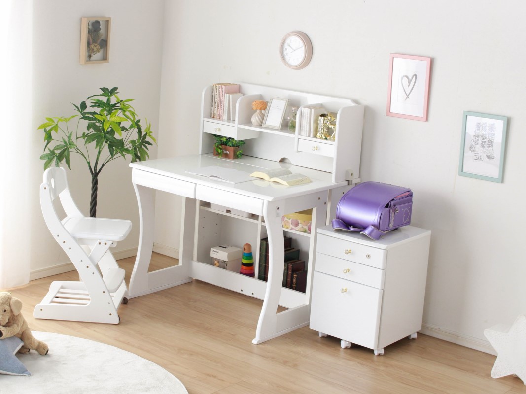 学習デスク 4点セット ウリエル （セット内容：デスク／ワゴン／書棚