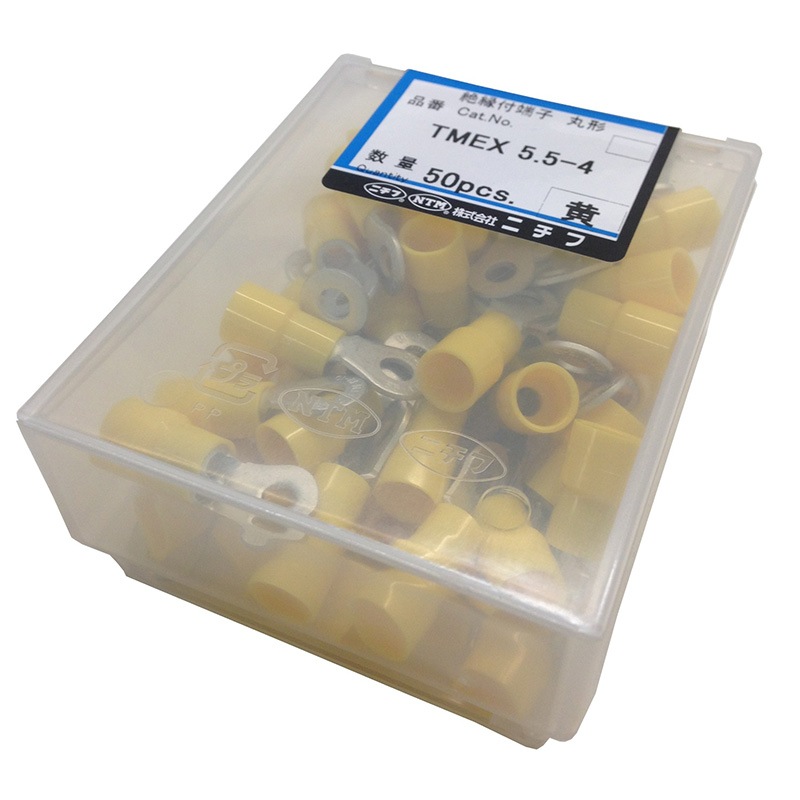 ニチフ 圧着端子 絶縁丸型R型 TMEX5.5-4 黄 50個入_TMEX5.5-4-YEL 00