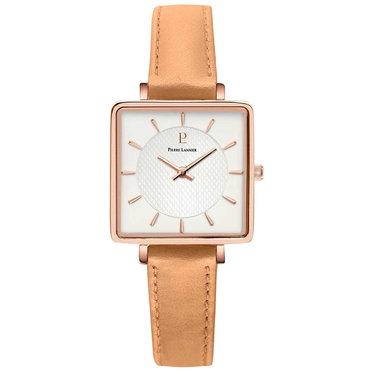 LECARE レカレ レディース 腕時計 クオーツ 革ベルト スクエア ピンク