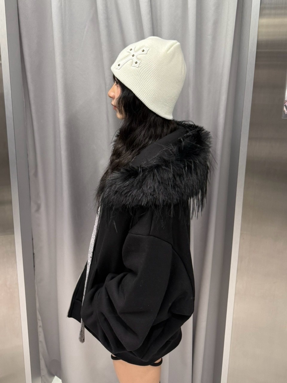 受注制【nmtc +】simple fur zip up hoodie 【エヌエムティーシー