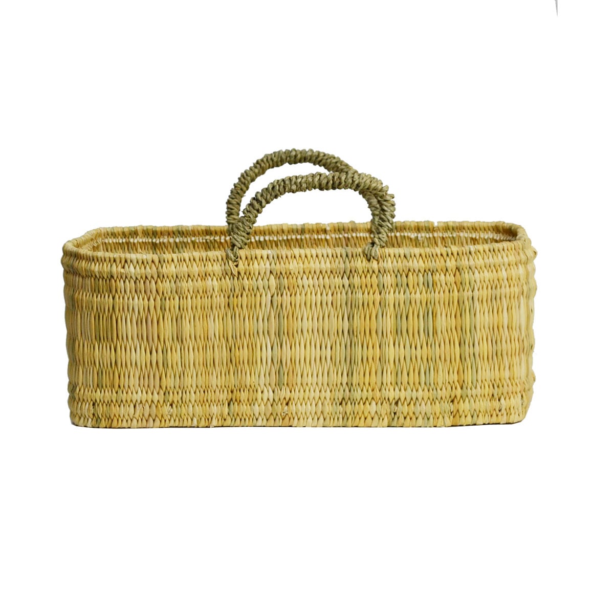 ストロー 横長カゴ Mサイズ ドームハンドル かごバッグ