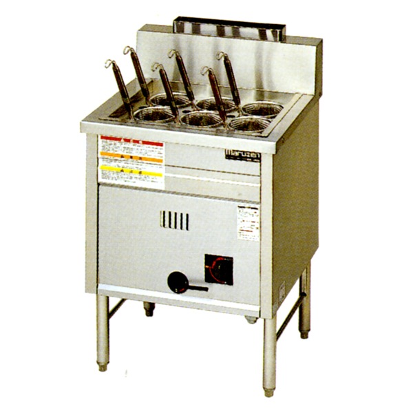 マルゼン 1槽式 角槽型ゆで麺器[ゆでカゴ6つ] 幅600×奥行600×高さ800(+