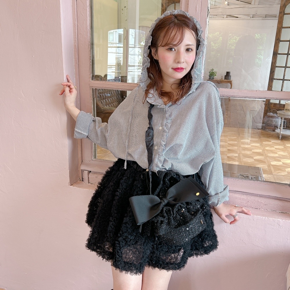 フリルバッグ Tweedy Bebe【ブラック】2サイズ | BAG,♡Frill