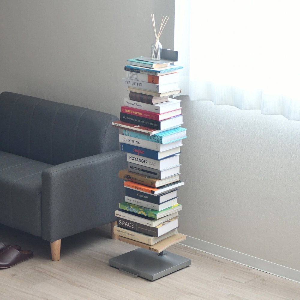 Tsum dock ブックタワー【隠しキャスター付・ハイタイプ8段／シルバー