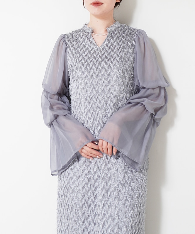 デザインスリーブシャギードレス□ | ALL ITEM | ROOM903 online