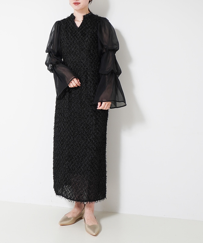 デザインスリーブシャギードレス□ | ALL ITEM | ROOM903 online