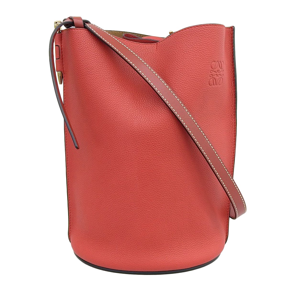 ロエベ LOEWE ゲートバケット ショルダーバッグ レザー レッド 赤