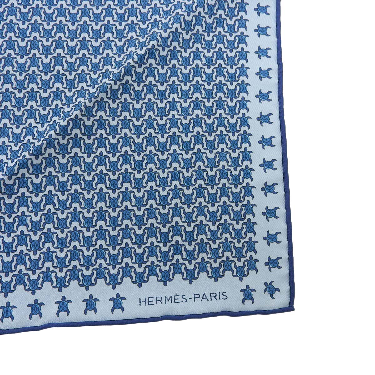 エルメス HERMES プチカレ ポケットチーフ スカーフ 亀 シルク100