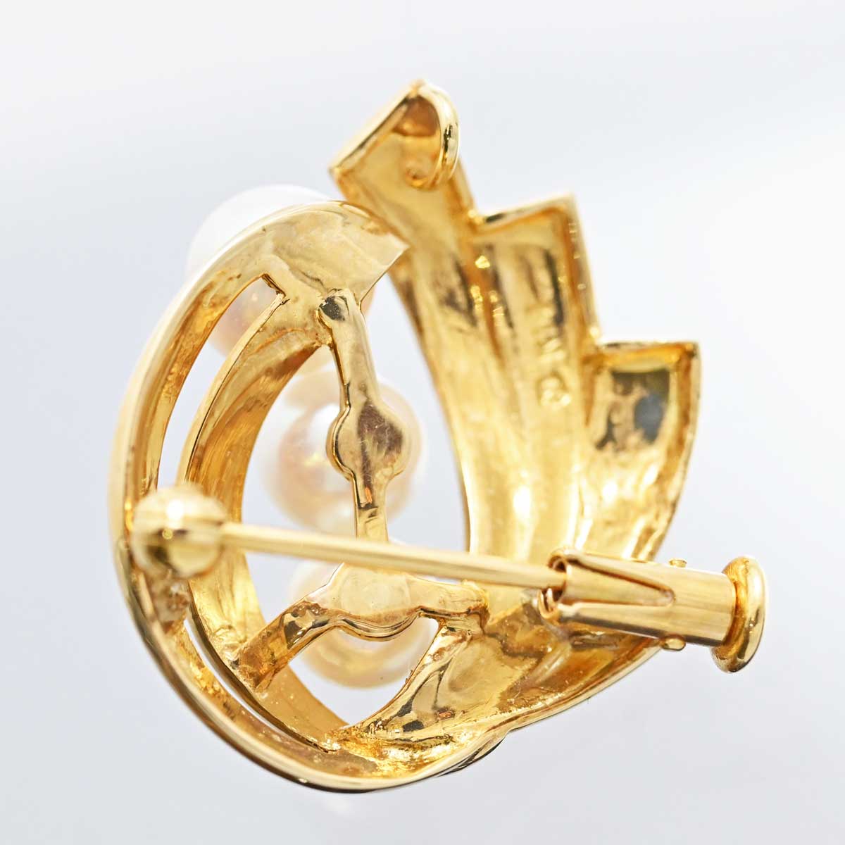 ミキモト MIKIMOTO K14YG イエローゴールド パール ブローチ 3332