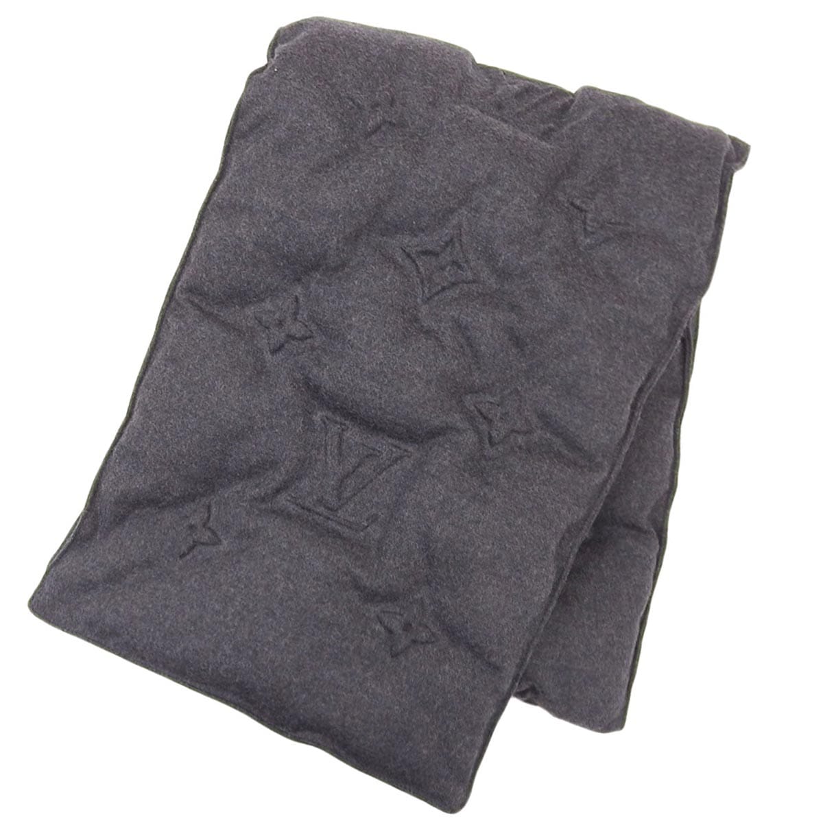 ルイヴィトン LOUIS VUITTON エシャルプ 3Dマフラー ウール グレー