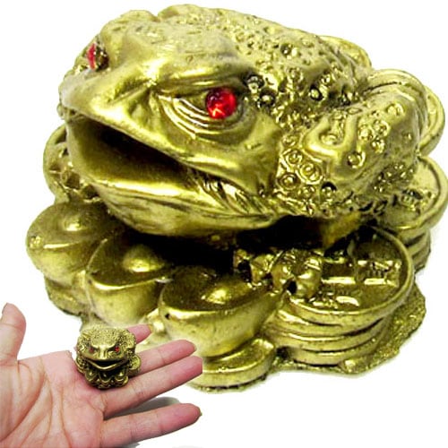 樹脂三脚銭蜍ミニ T-411｜金色,蛙,財運アップ,金運,練石,カエル,ポリ