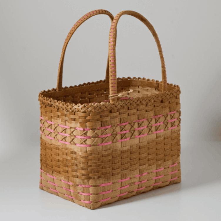 クラフトかごバッグ （アイボリー×ピンク）【田原美津技】 | 工芸品
