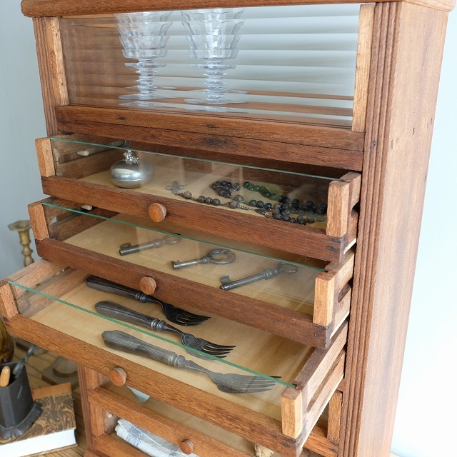 引き出しショーケース （糸ケース）｜古家具,ガラスケース・ショー